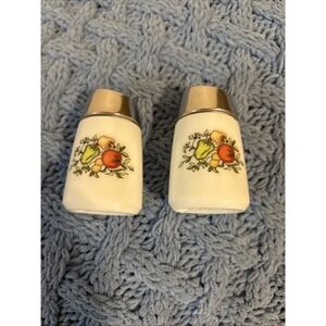 STARLINE Milk Glass SALT & PEPPER SHAKERS Vegetables #902 Spice of Life, VTG
